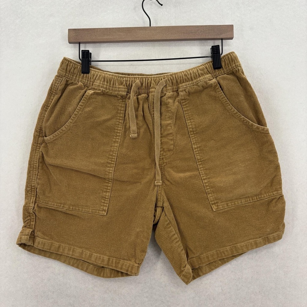 Katin Chino Shorts Mens Medium Brown Corduroy Elastic Waist Drawstring Surf